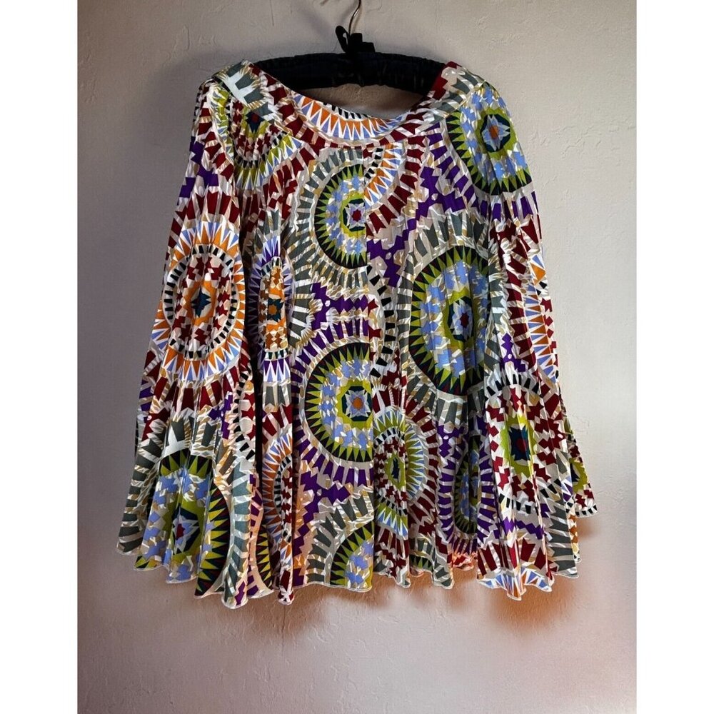 eci New York Women's Pleated Skirt Size 6 Multicolor Geometric Print Knee Length